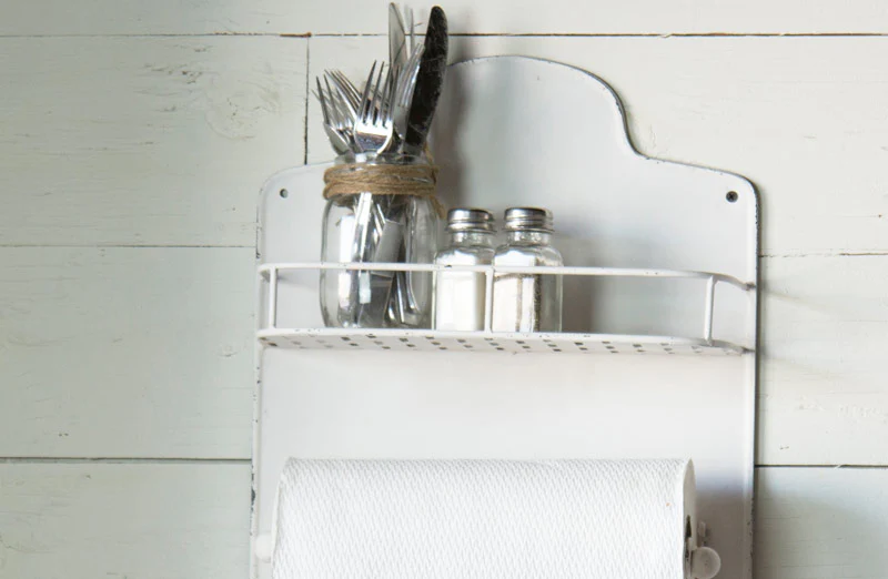 Distressed White Kitchen Rack