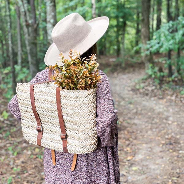 Leather Handle Market Backpack