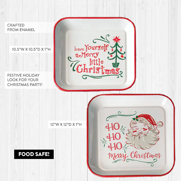 Enamel Christmas Trays, Set of 2