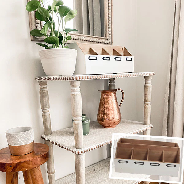 Whitewashed Wooden Cubby Organizer