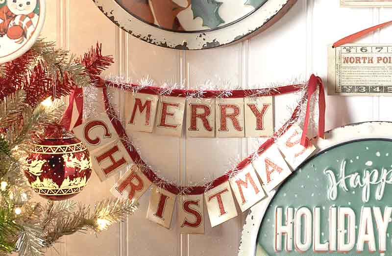 Vintage Inspired Merry Christmas Banner