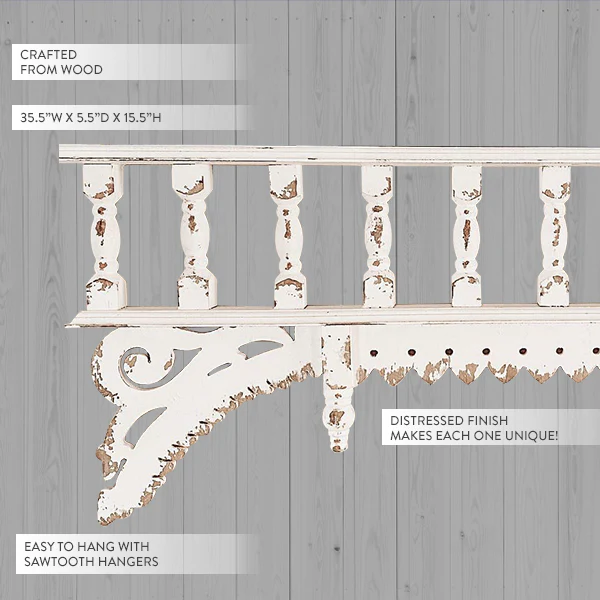 Distressed Wooden Spindle Shelf