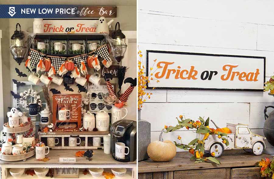 Trick or Treat Enamel Sign