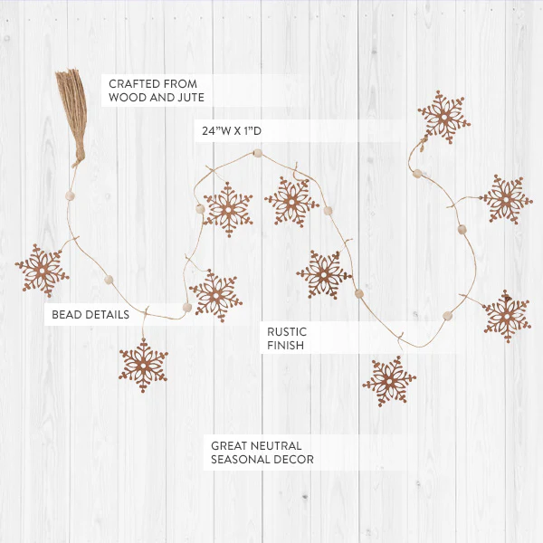 Wooden Snowflake Garland