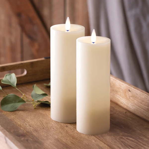 8 inch Infinite Wick Wax Pillar Candles, Set of 2