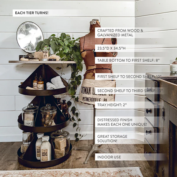 34 Inch Round Rotating 4 Tier Stand