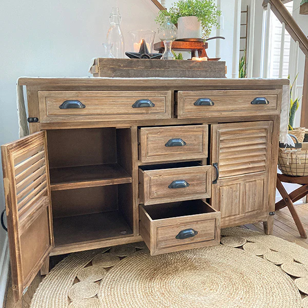 Natural Wooden Storage Cabinet with Drawers