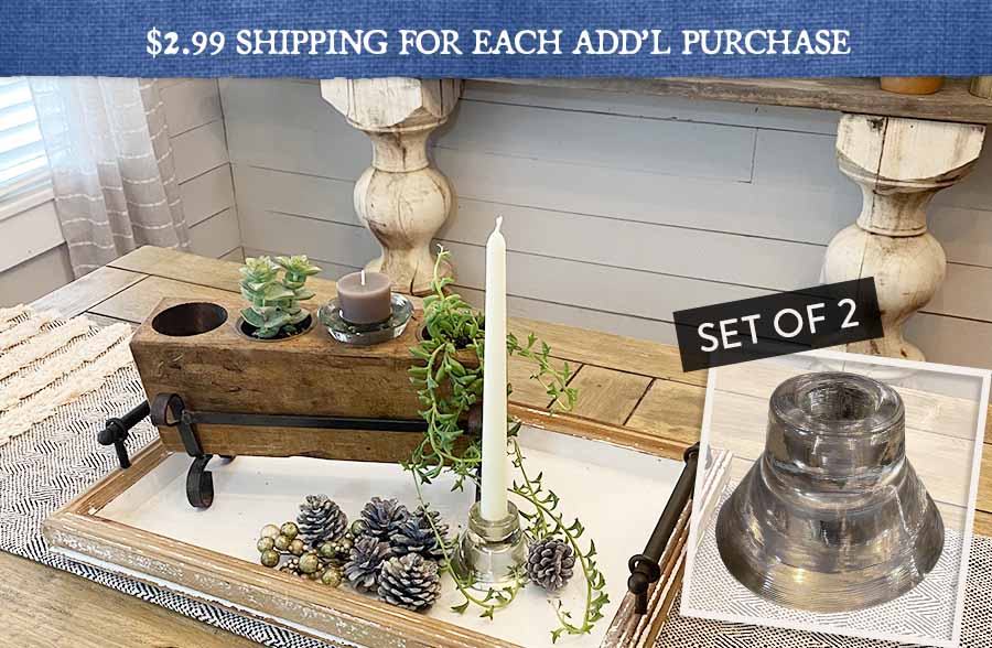 FOUND Glass Sugarmold Taper Candle Holders, Set of 2