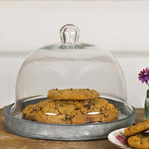 Galvanized Dessert Cloche with Base