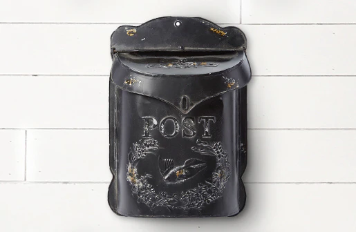 Distressed Black Metal Post Box