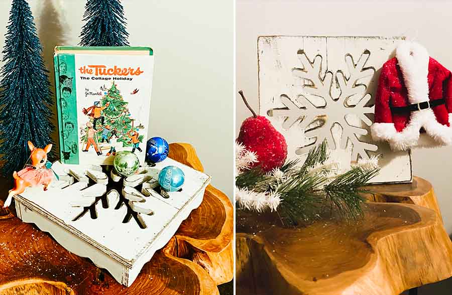 Wooden Riser/Wall Art with Snowflake Cutout | Handmade in the USA