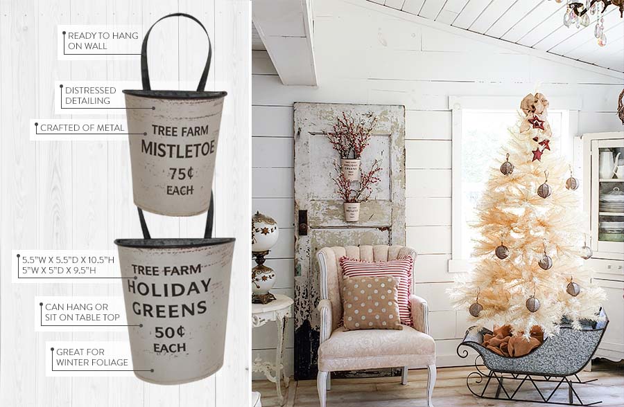 Tree Farm Bucket Wall Planters, Set of 2