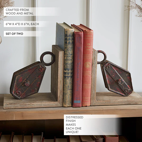 Repurposed Pulley Bookends