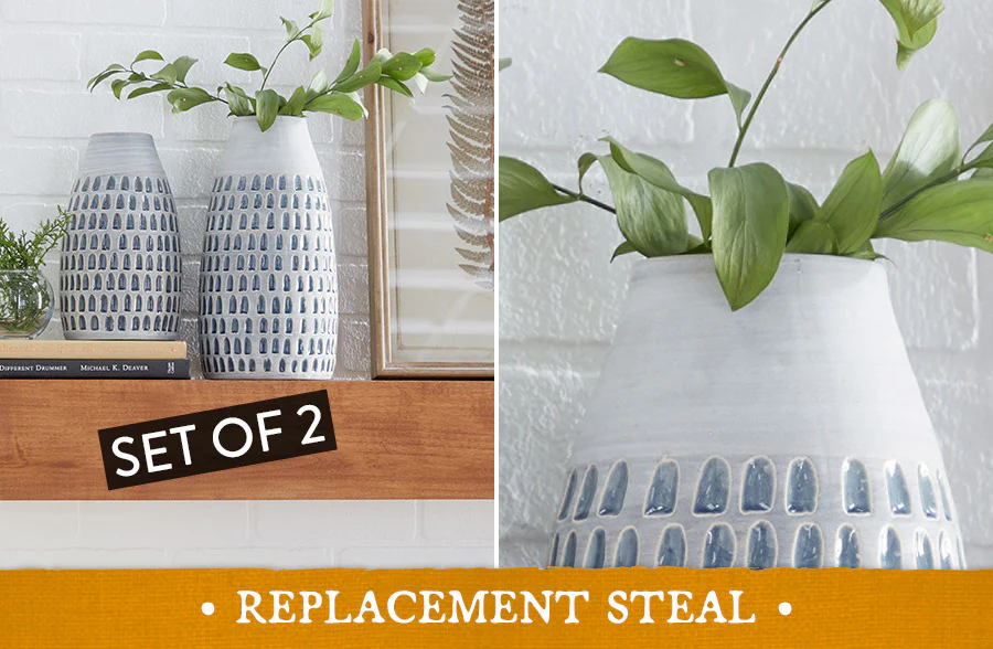 Textured Ceramic Vases, Set of 2