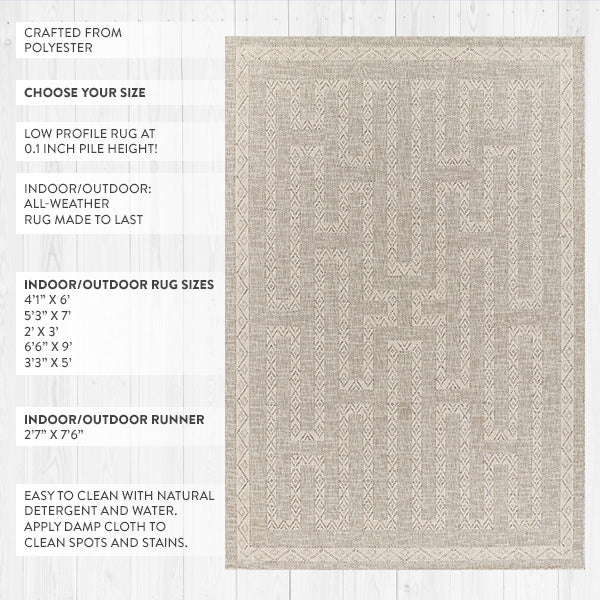 All Weather Desert Tan Vintage Rug, Choose Your Style