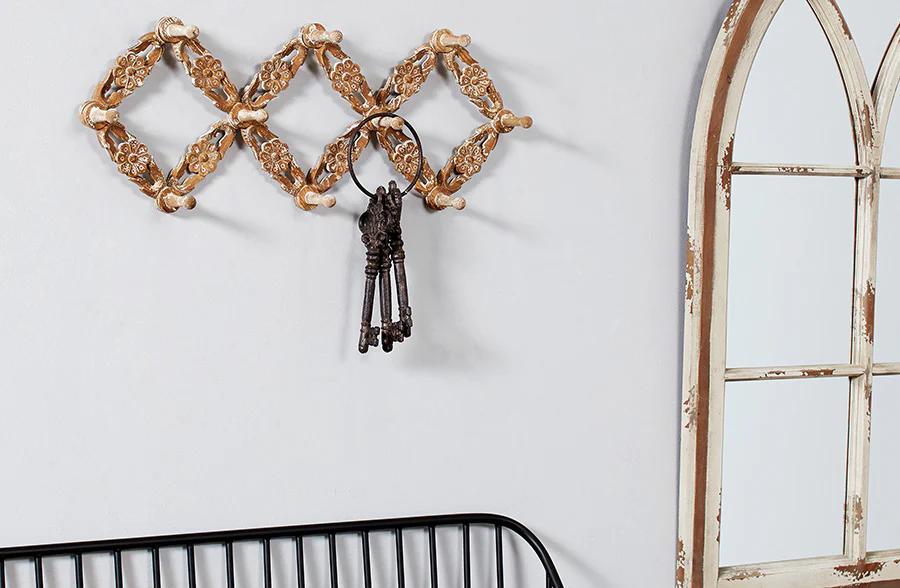Ornate Carved Accordion Coat Rack