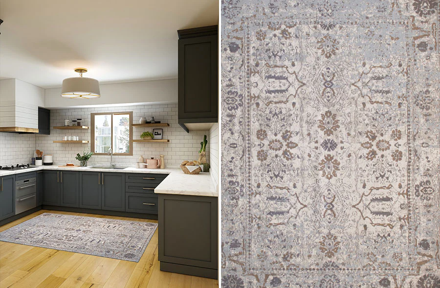 Distressed Vintage Finish Cotton Rug
