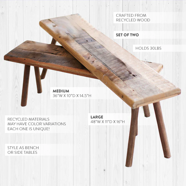 Recycled Wood Accent Table, Set of 2