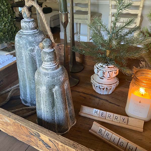 Galvanized Holiday Bells, Set of 2