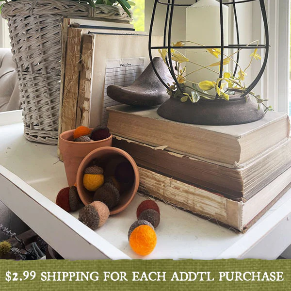 Felted Wool Autumn Acorns, Set of 8