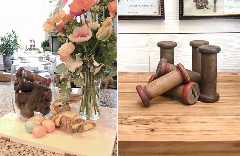 Decorative Wooden Spool  Set of 6