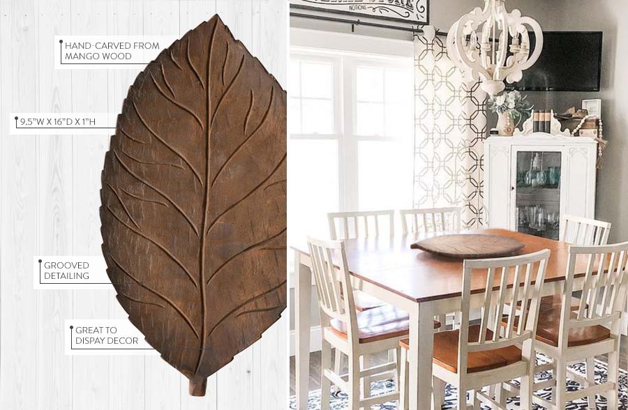 Hand-Carved Mango Wood Leaf Tray