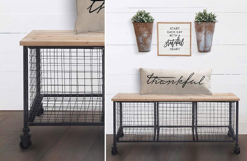 Industrial Storage Bench With 3 Baskets