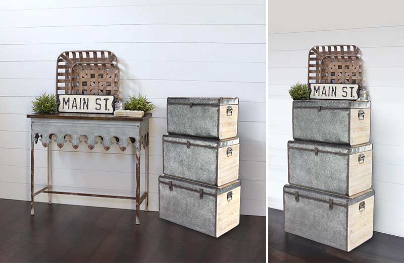 *HUUUGE* Rustic Galvanized Trunks  Set of 3