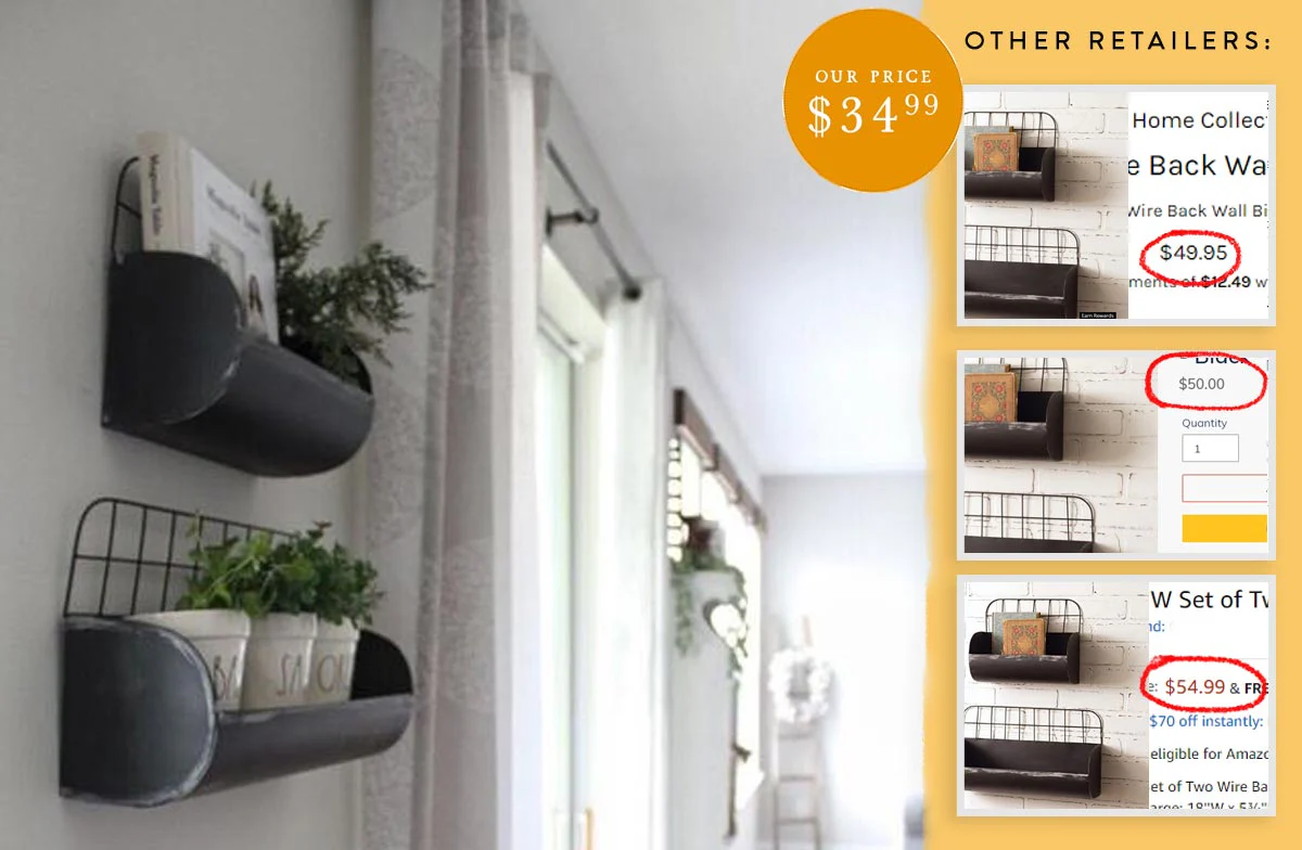 Distressed Metal Trough Bins, Set of 2