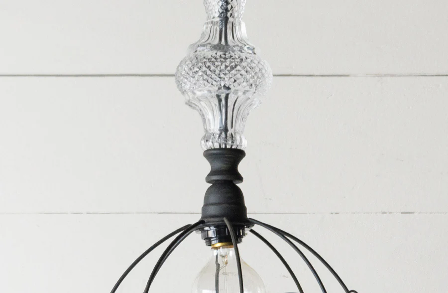 Wire Pendant Light with Glass Detail