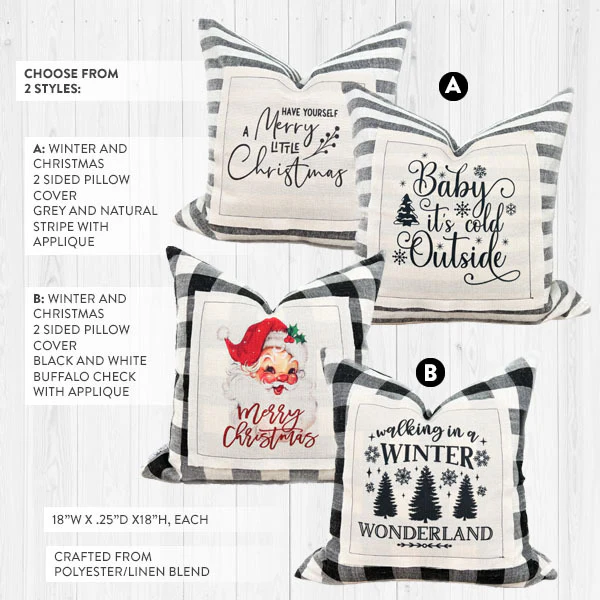 Double Sided Christmas Pillow Cover, Pick Your Style