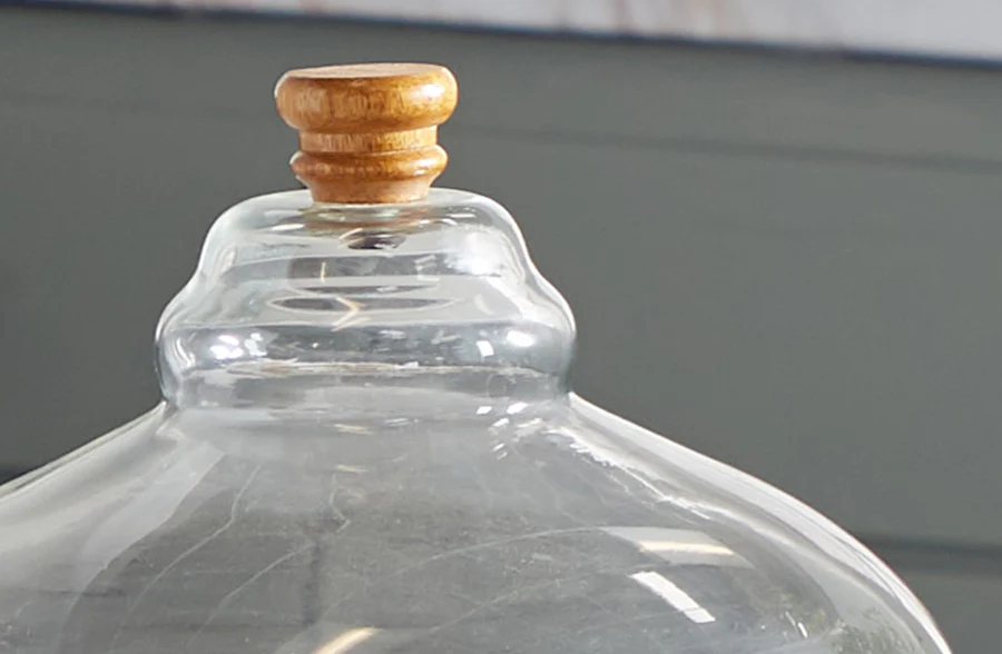 Antique Inspired Glass Cloche with Wooden Base