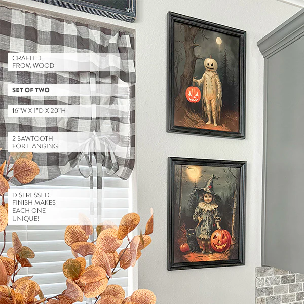 Vintage Inspired Halloween Framed Wall Decor, Set of Two