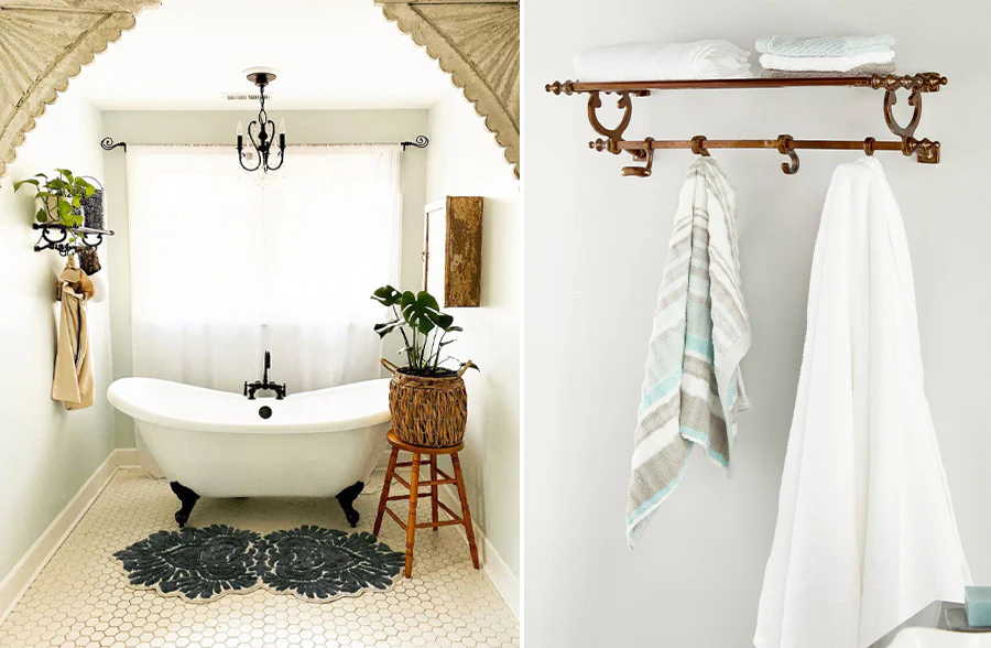 Vintage Wall Shelf with Coat Rack