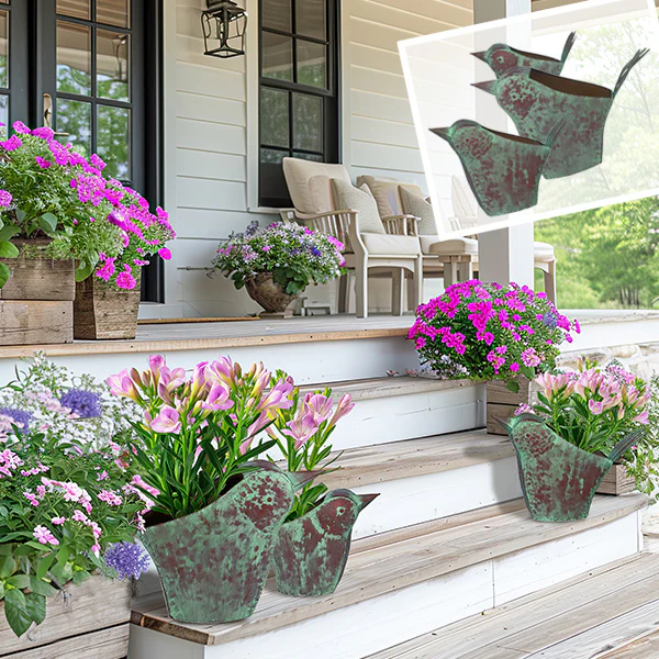 Songbird Trio Metal Planters Set