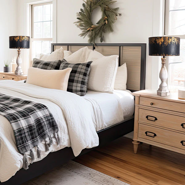 Paint Splatter Shade Weathered End Table Lamp