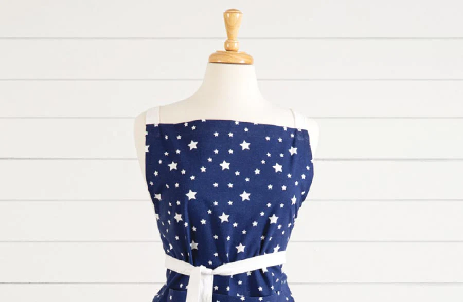 Star Apron with Pompom Trim