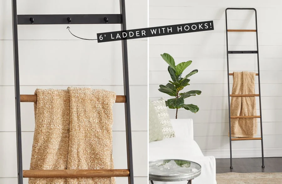 Metal & Wood Wall Rack Ladder