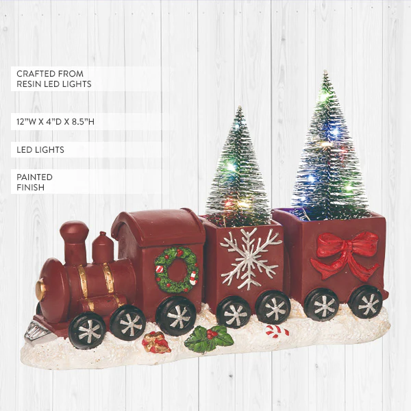 12 Inch Light Up Christmas Train with Trees