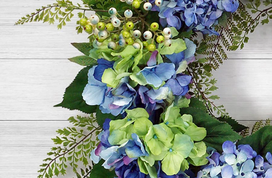 Lush Lifelike Hydrangea Wreath