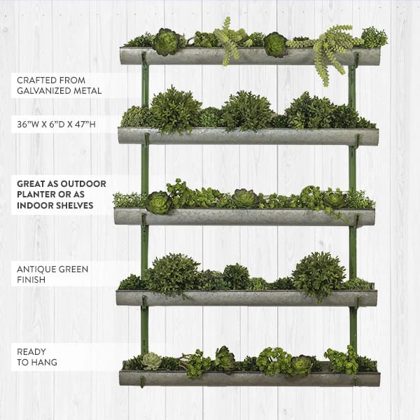 Five Tier Galvanized Wall Shelf