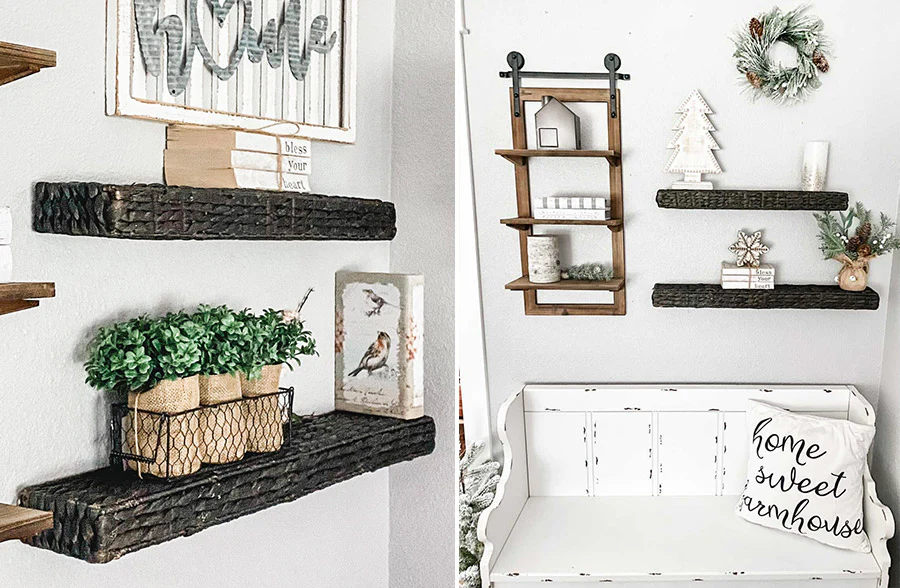 Handwoven Water Hyacinth Wall Shelf, Pick Your Size