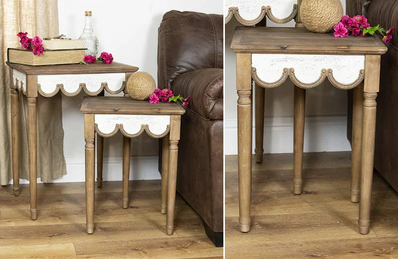 Scalloped Edge Nesting Tables  Set of 2