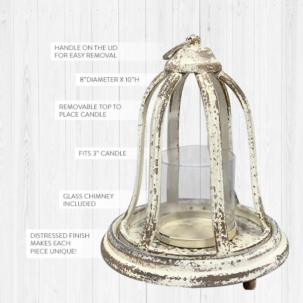 Distressed Cloche Candle Lantern