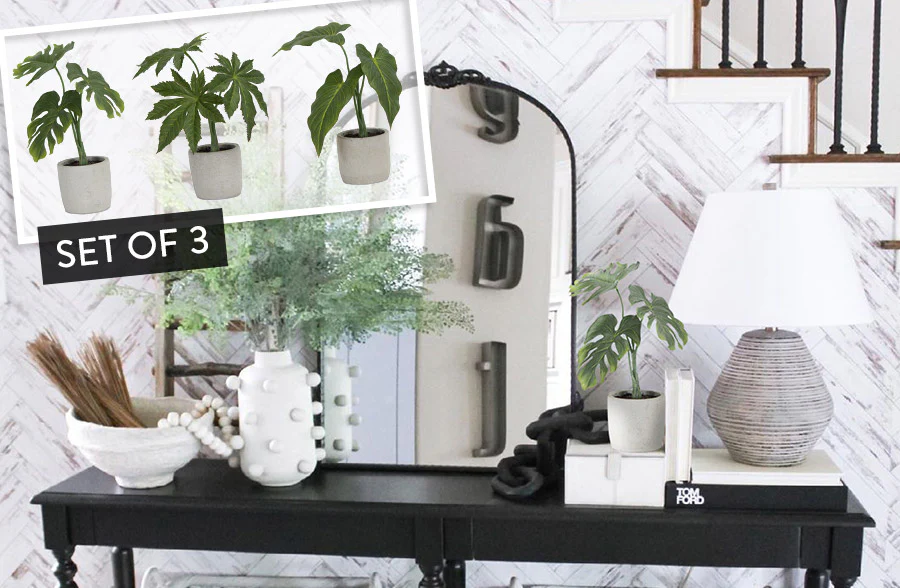 Assorted Faux Potted Plants, Set of 3