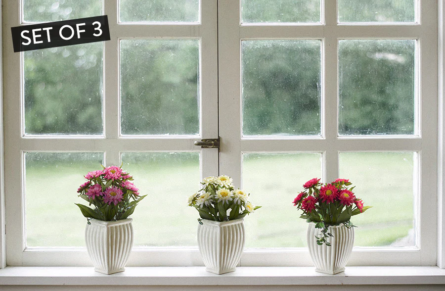 Lifelike Mum Bushes, Set of 3