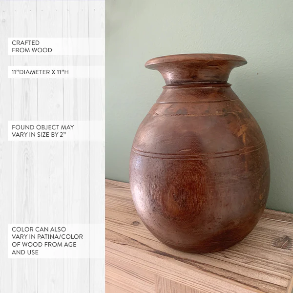Found Wooden Oil Pot from India