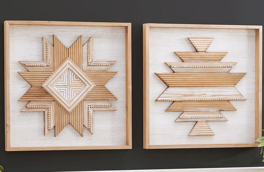 Boho Farmhouse Tribal Wall Decor, Set of 2