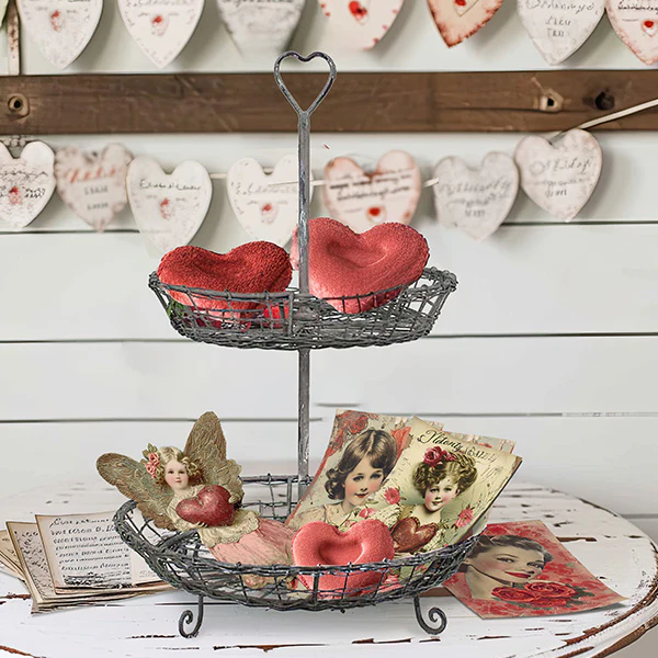 Wire Heart Two-Tier Serving Stand