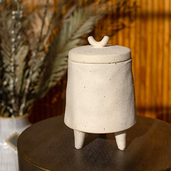 Footed Ceramic Cylinder Canister